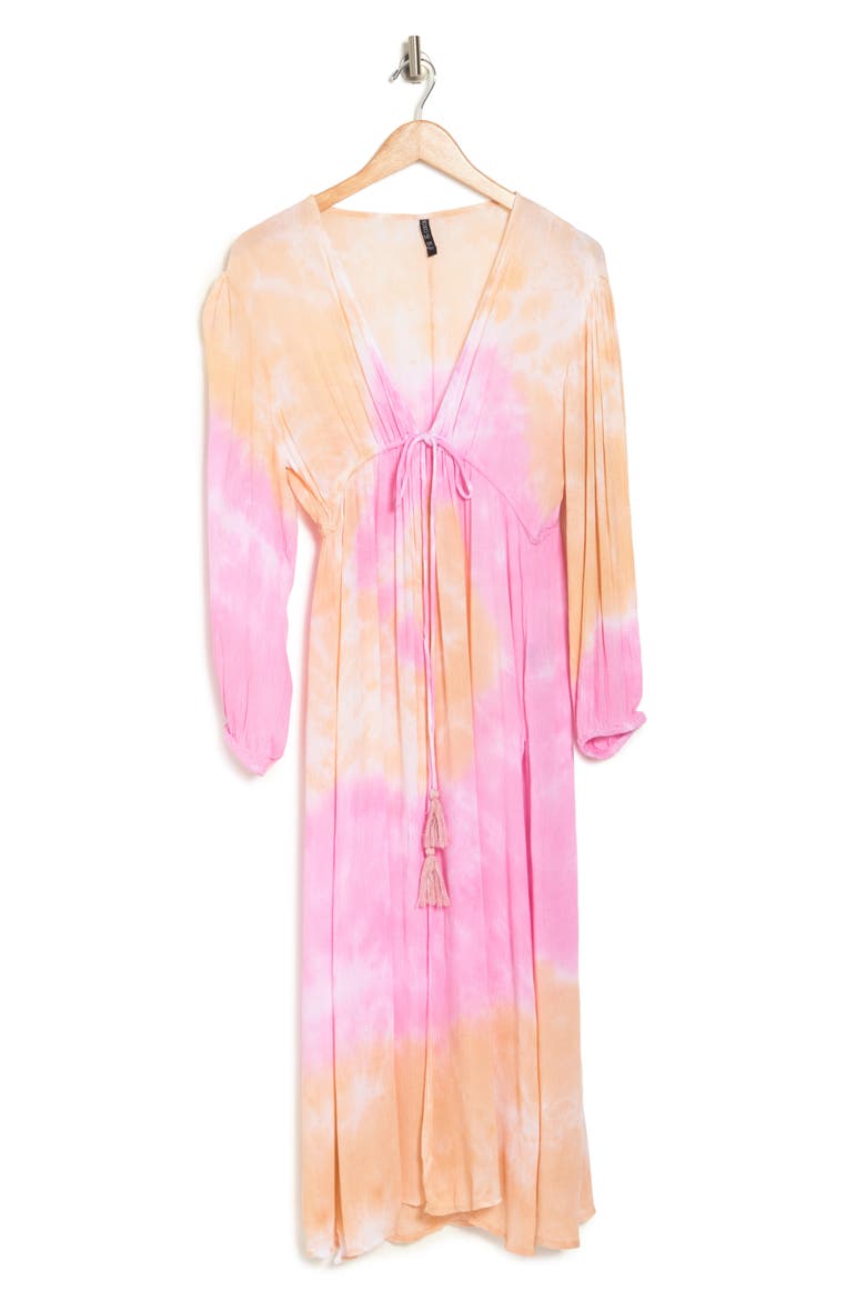 Open Front Tie Dye Cover Up, Alternate, color, PINK