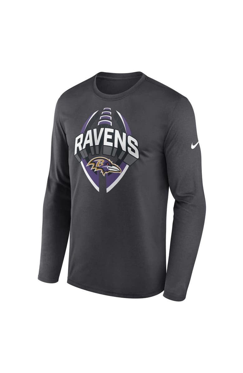 Nike Men's Nike Anthracite Baltimore Ravens Primetime Legend Icon Performance Long Sleeve T-Shirt, Alternate, color, Anthracite