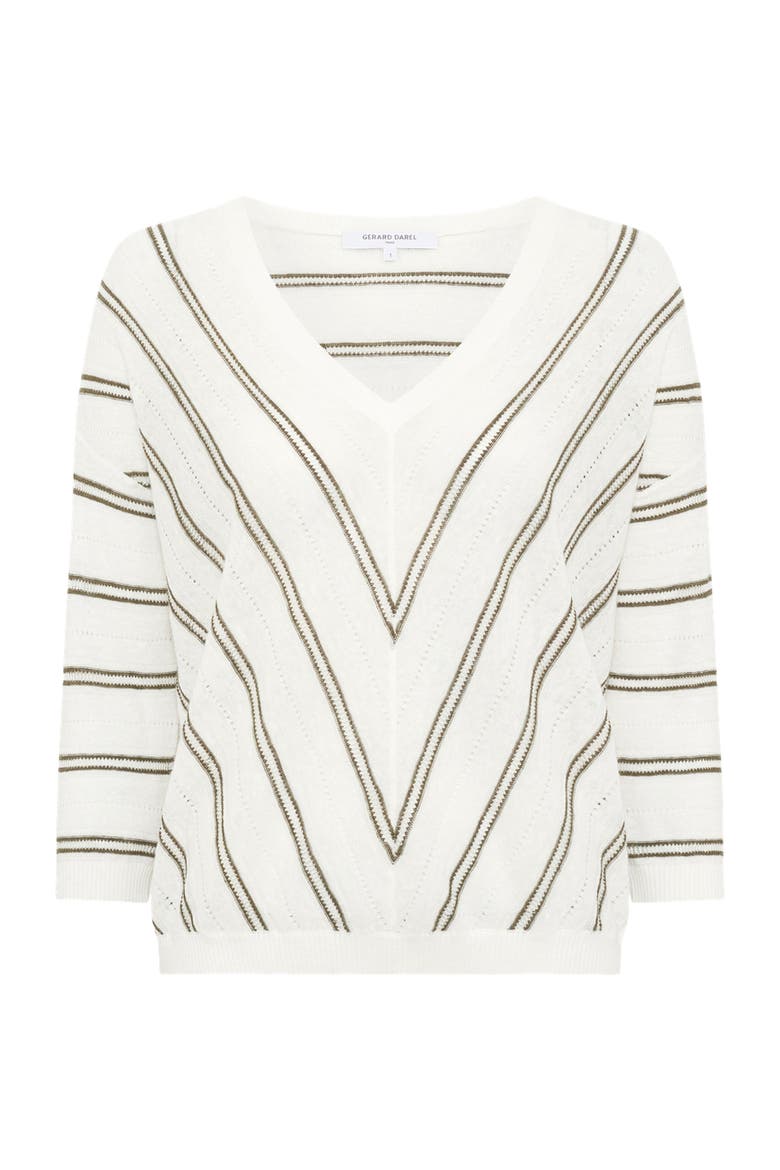 Lerya Linen Blend Chevron Knit Sweater, Alternate, color, Kaki Green