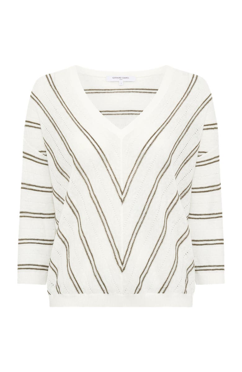 GERARD DAREL Lerya Linen Blend Chevron Knit Sweater, Alternate, color, Kaki Green