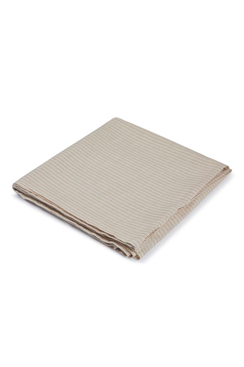 Savannah Stripes Tablecloths, Alternate, color, Seashell & Dunes - 62" x 120"
