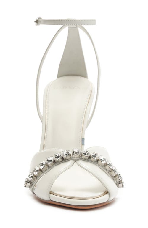 Alexandre Birman Georgina Crystal Ankle Strap Bridal Sandal In White