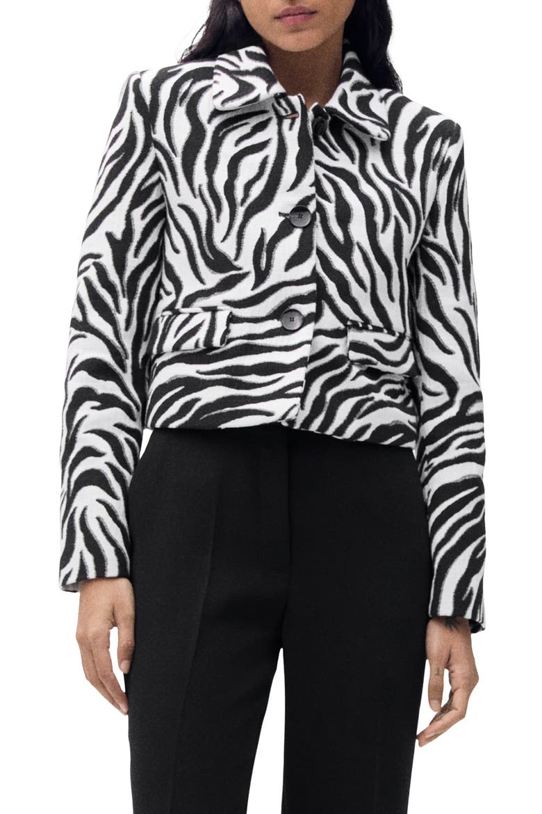Zebra Print Jacket, Main, color, BLACK