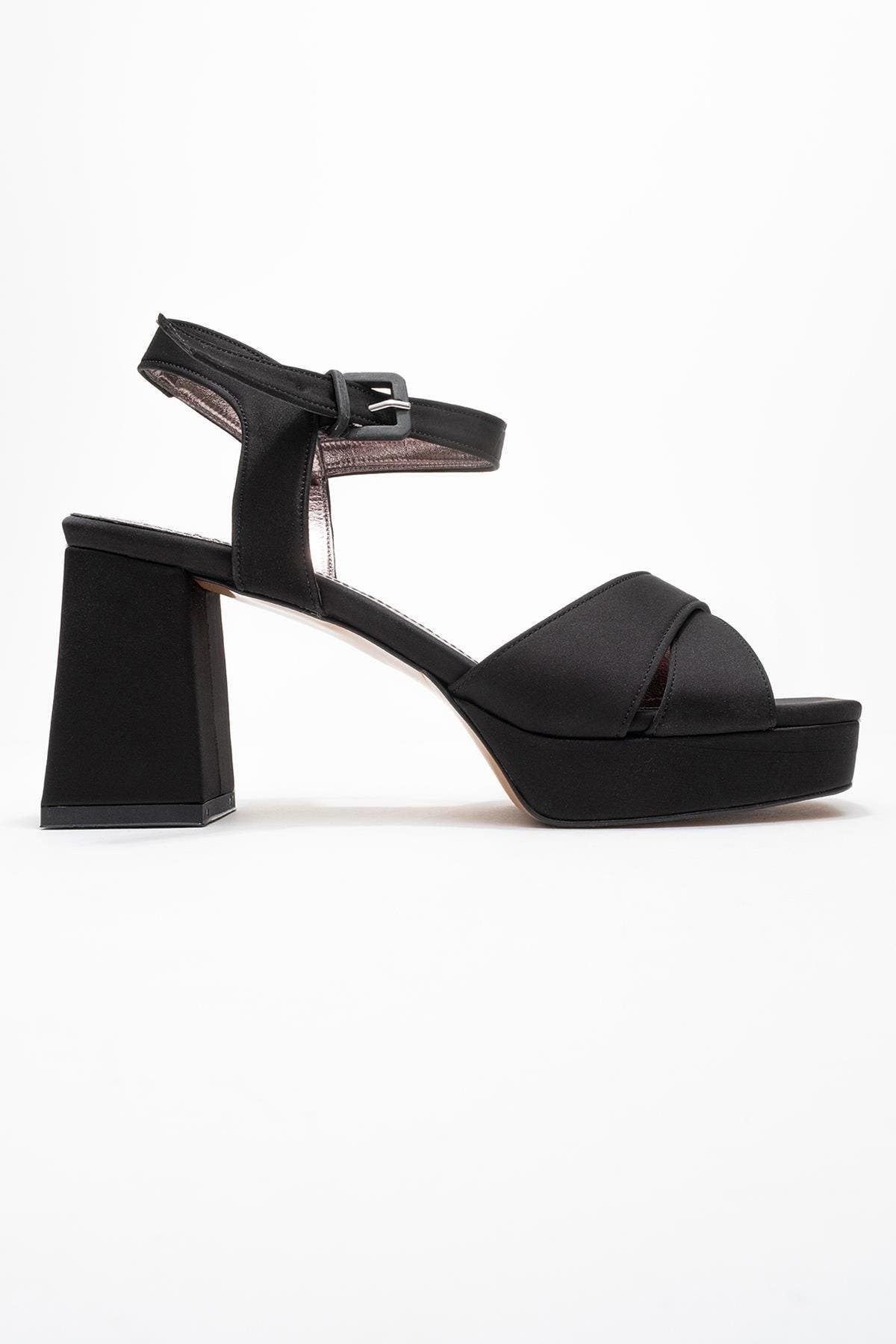 Lisbon Platform Block Heel Sandal, Alternate, color, Black Satin