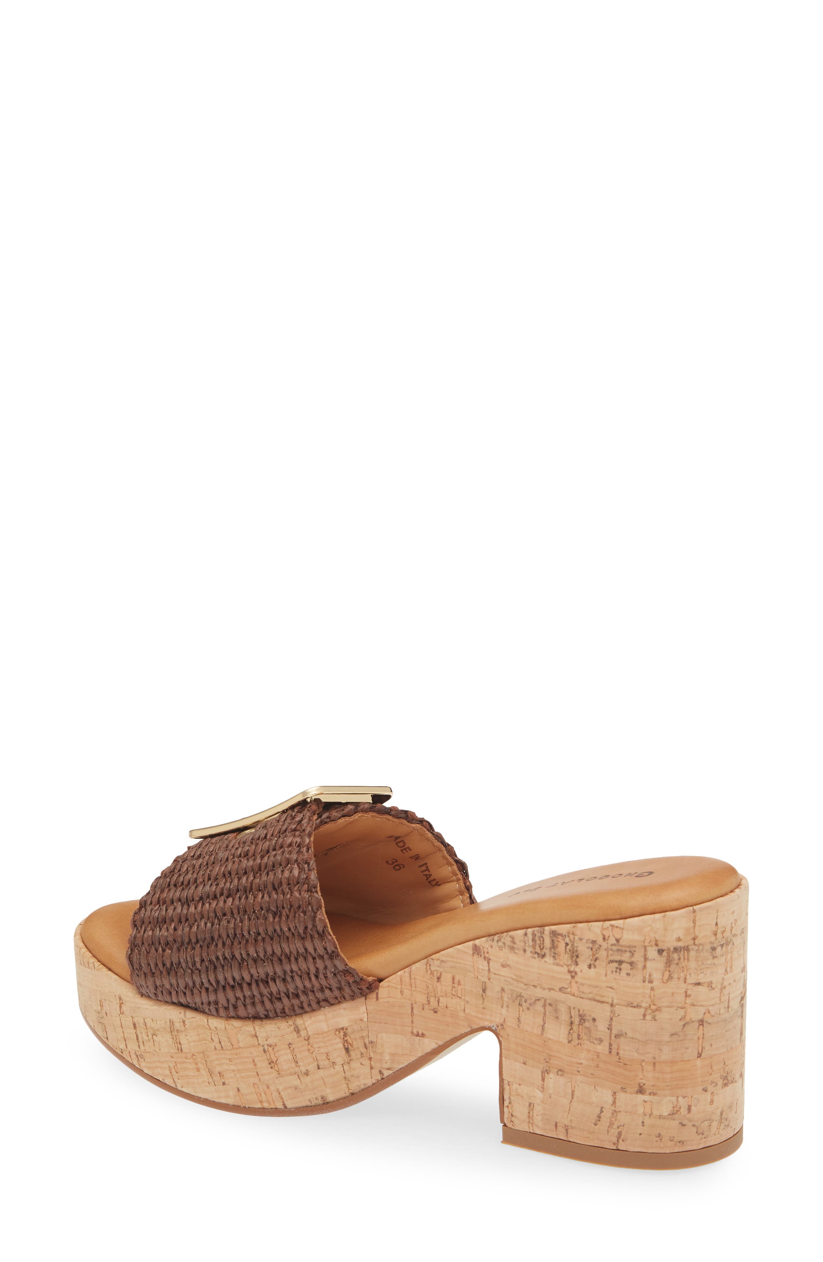 Chocolat Blu Gani Platform Slide Sandal, Alternate, color, Brown Raffia