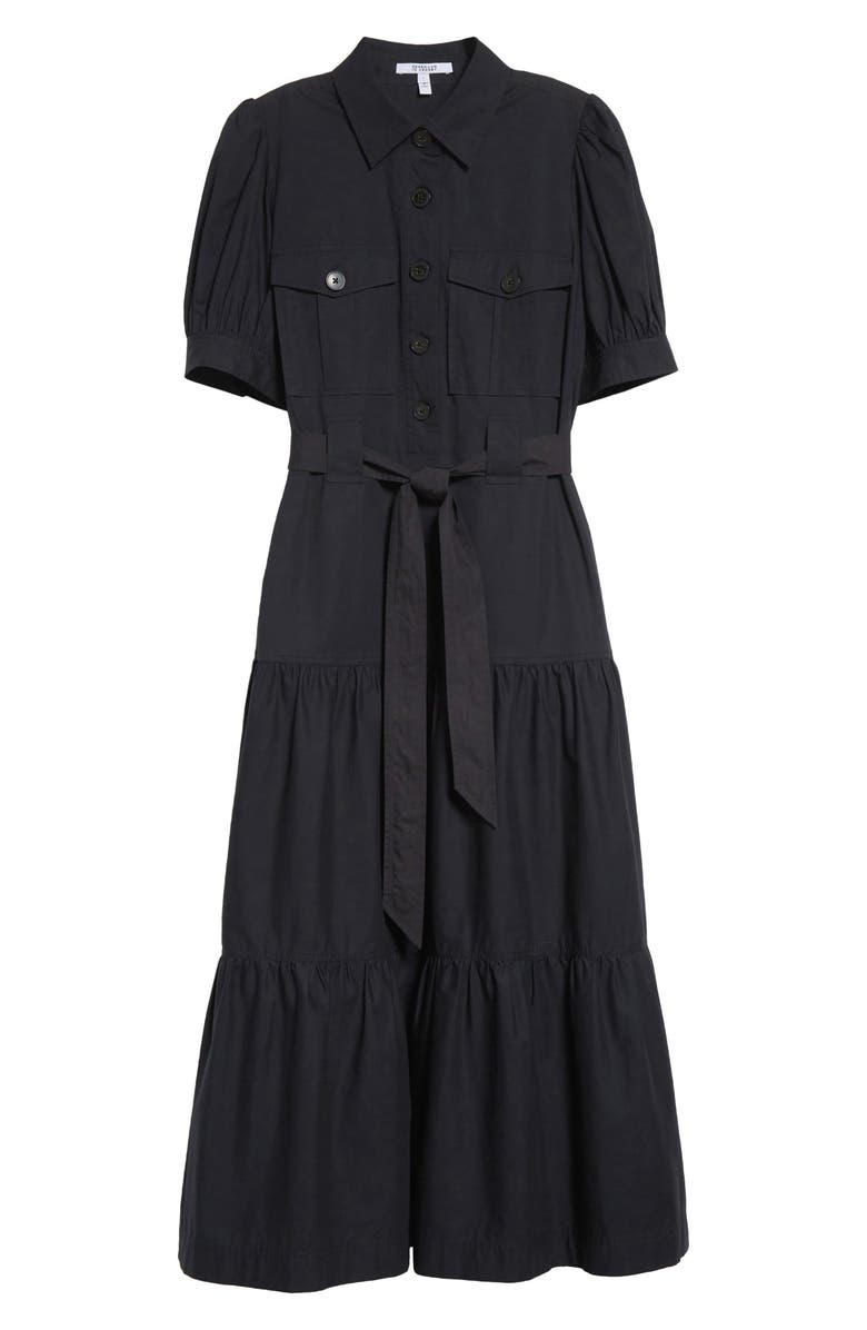Derek Lam 10 Crosby Buffy Short Sleeve Cotton Utility Dress, Main, color, Black