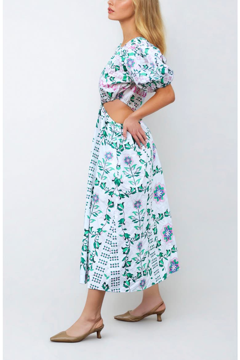 Danielle Green Garden Midi Dress, Alternate, color, Green