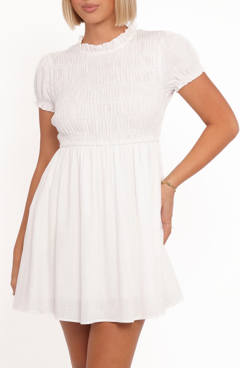 Petal & Pup Emari Puff Sleeve Minidress, Main, color, White