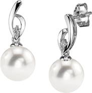 The Pearl Source Freshwater Pearl & Diamond Lois Earrings