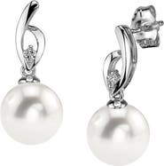 The Pearl Source Freshwater Pearl & Diamond Lois Earrings