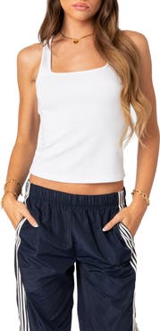EDIKTED Square Neck Cotton Blend Tank