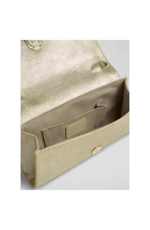 Lk Bennett Florence Curve Flap Leather Clutch In Gold