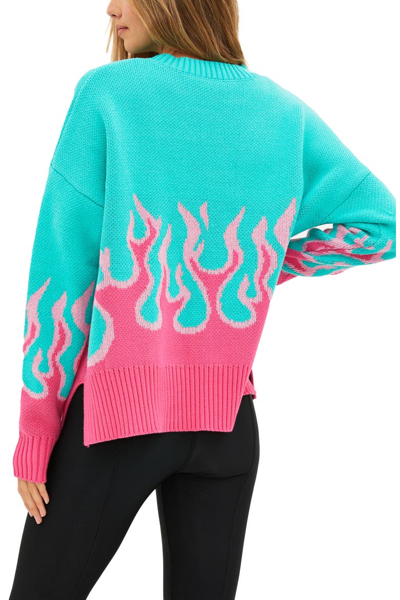 Callie Jacquard Flames Sweater, Alternate, color, FANDANGO FLAMES