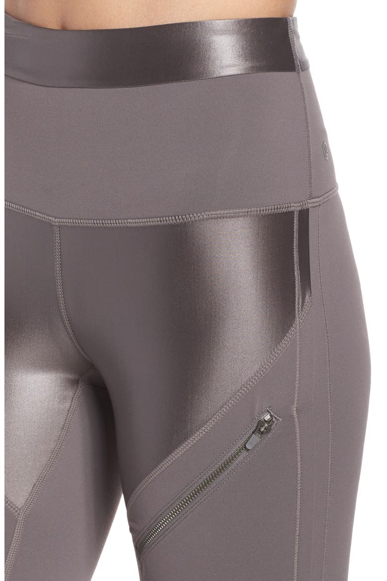 Shine Zip High Waist Ankle Leggings, Alternate, color, GREY KITTEN