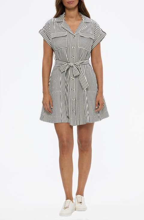 Portia Stripe Mini Shirtdress