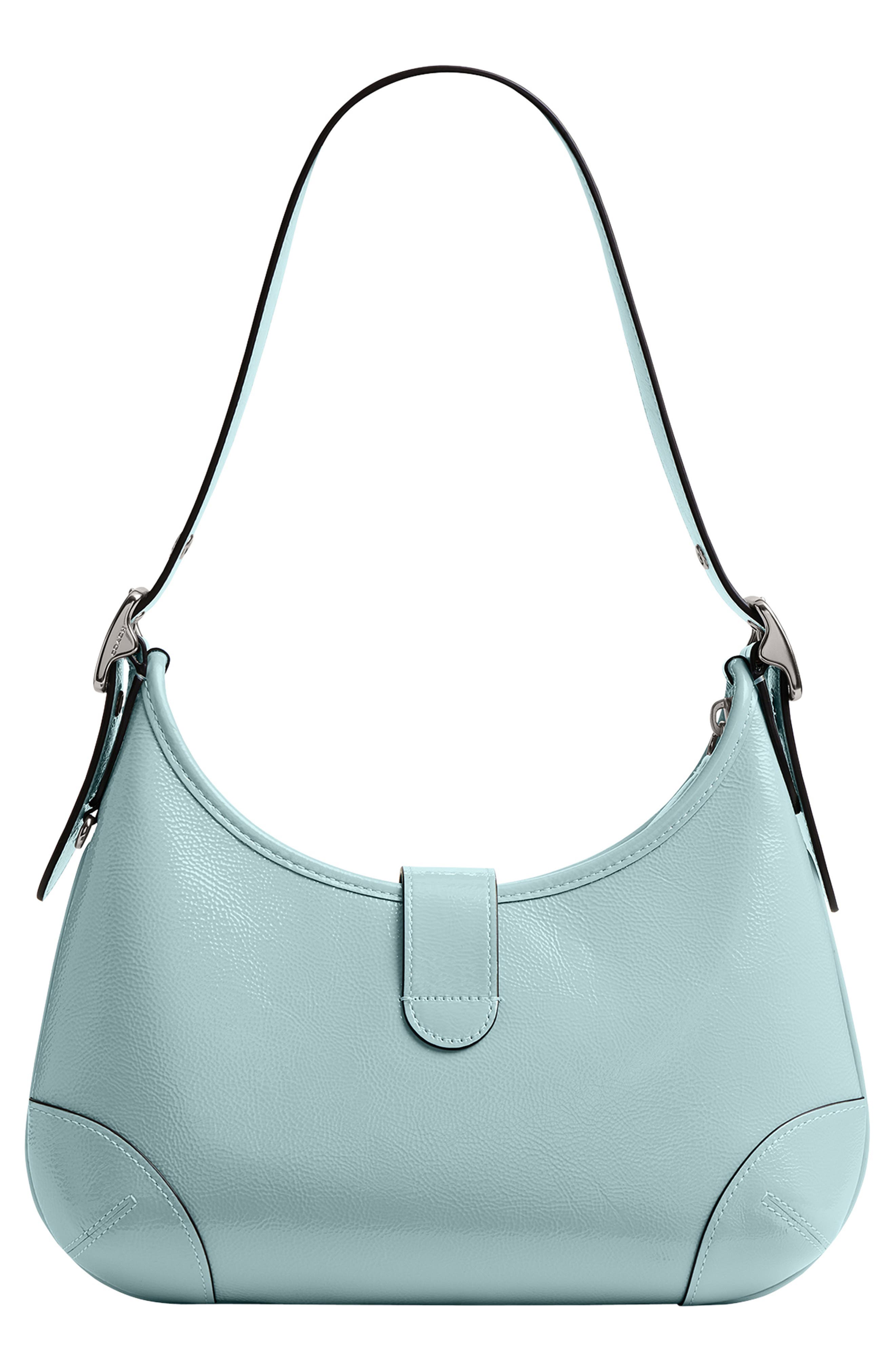 COACH Hamptons Crinkle Patent Leather Hobo Bag, Alternate, color, 