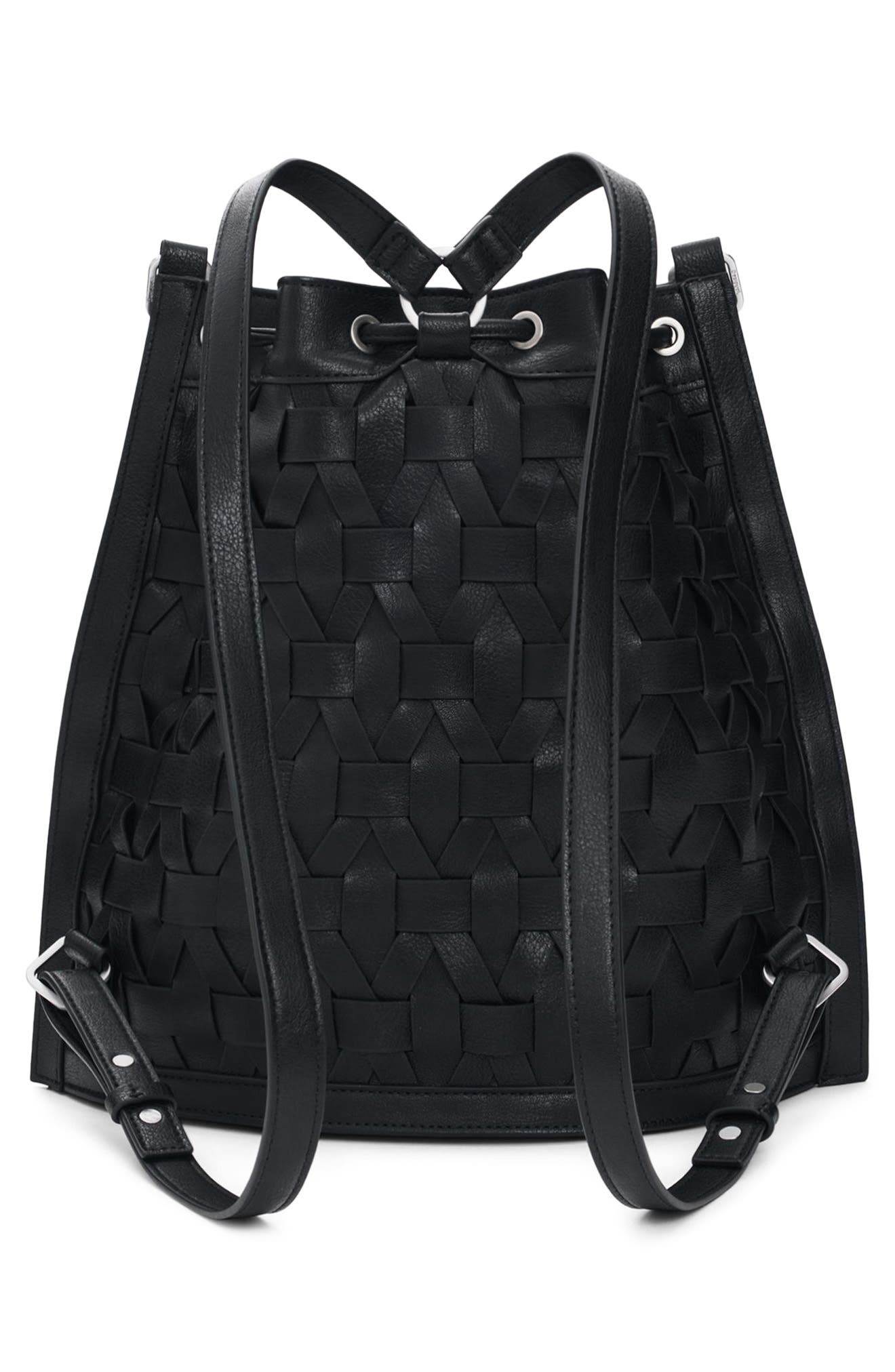 Desigual Woven Faux Leather Backpack, Alternate, color, Black