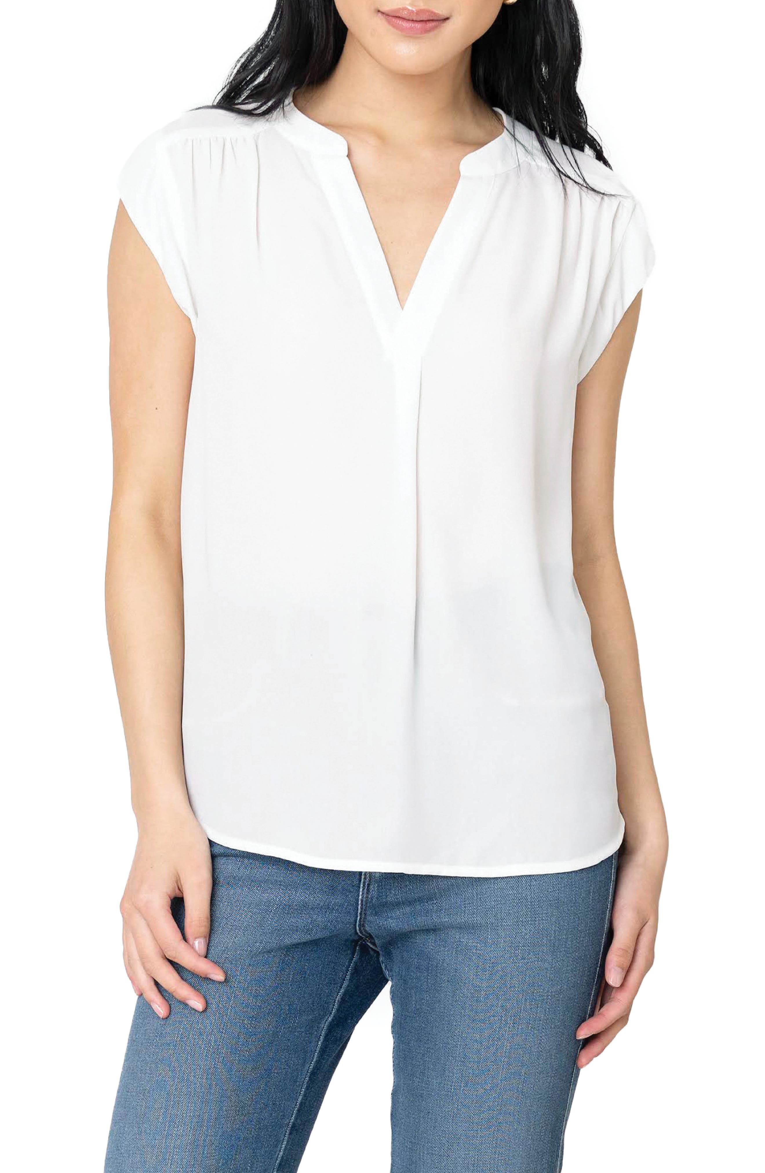 GIBSONLOOK Cap Sleeve Blouse