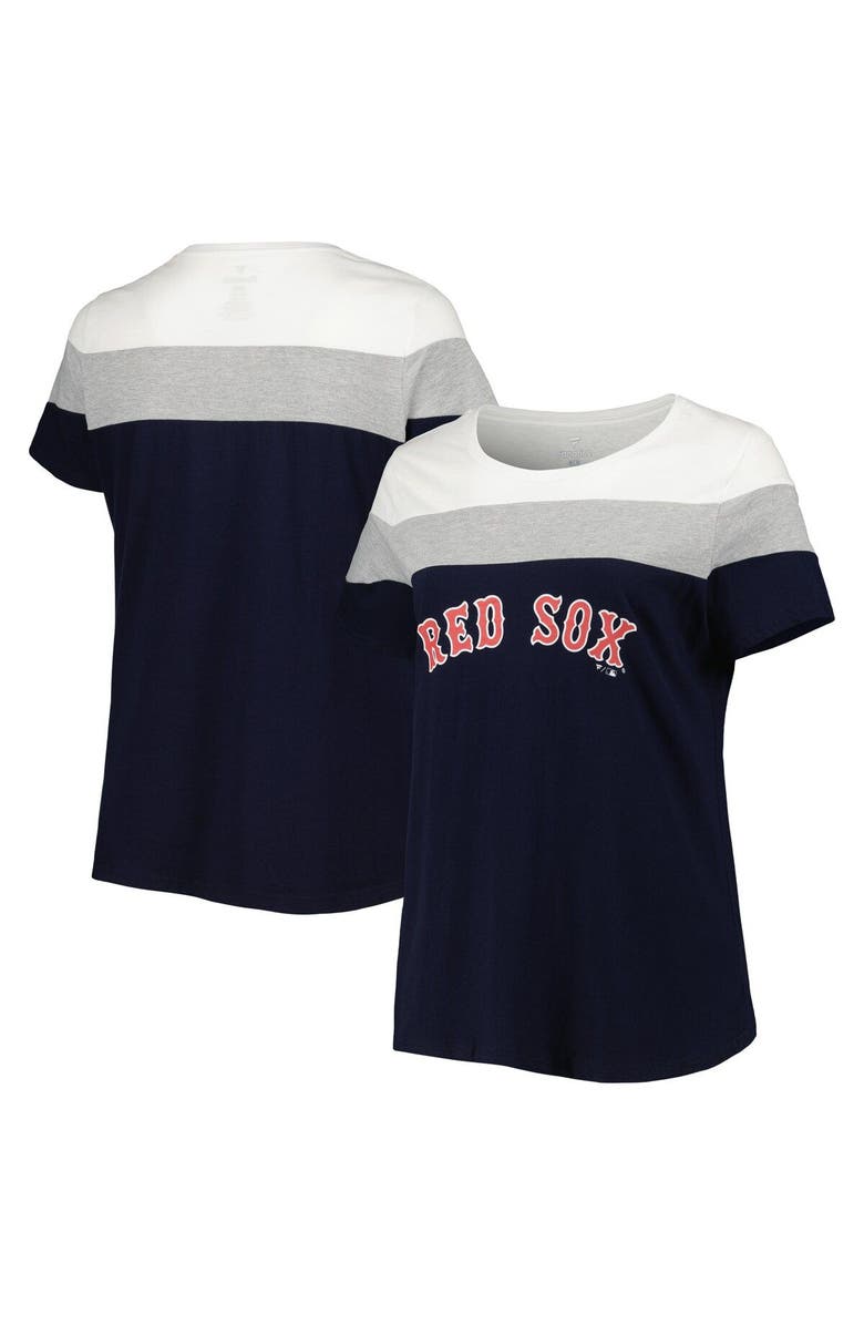 PROFILE Women's Navy/Heather Gray Boston Red Sox Plus Size Colorblock T-Shirt, Main, color, 
