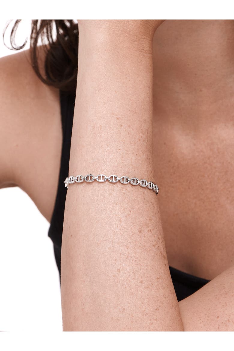 Mariner Anchor Bangle Bracelet in Rhodium Plated Sterling Silver, Alternate, color, Silver