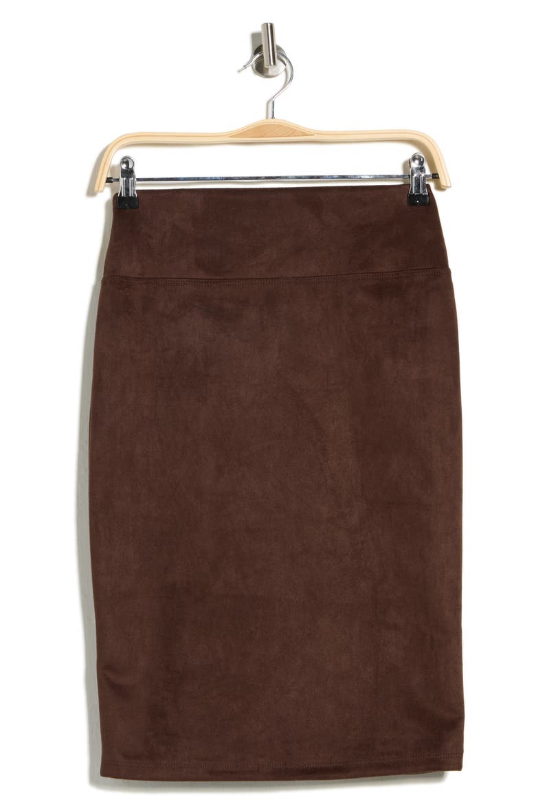 Faux Suede Pencil Skirt, Alternate, color, CHOCOLATE