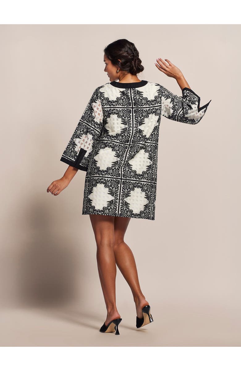 Tori Richard Palm Squares Xenobia Dress, Alternate, color, Black