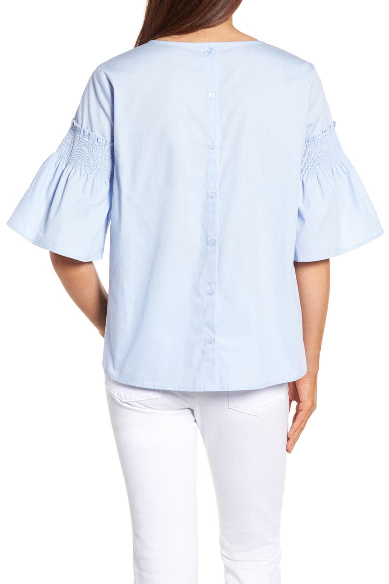 Bell Sleeve Poplin Top, Alternate, color, LIGHT BLUE