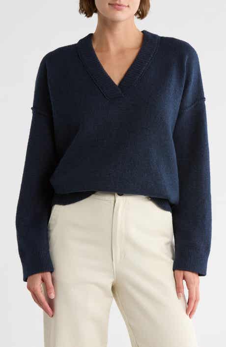 Melrose and Market Rib Trim V-Neck Sweater