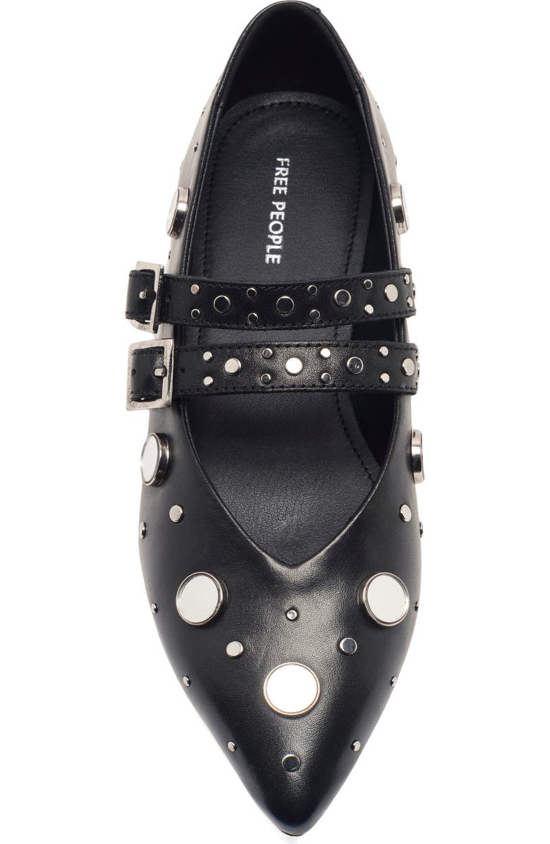 Free People Hall of Mirrors Pointed Toe Flat, Alternate, color, Black Leather