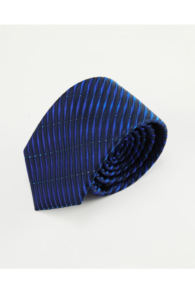 Ripple Lines Silk Jacquard Tie, Main, color, Navy