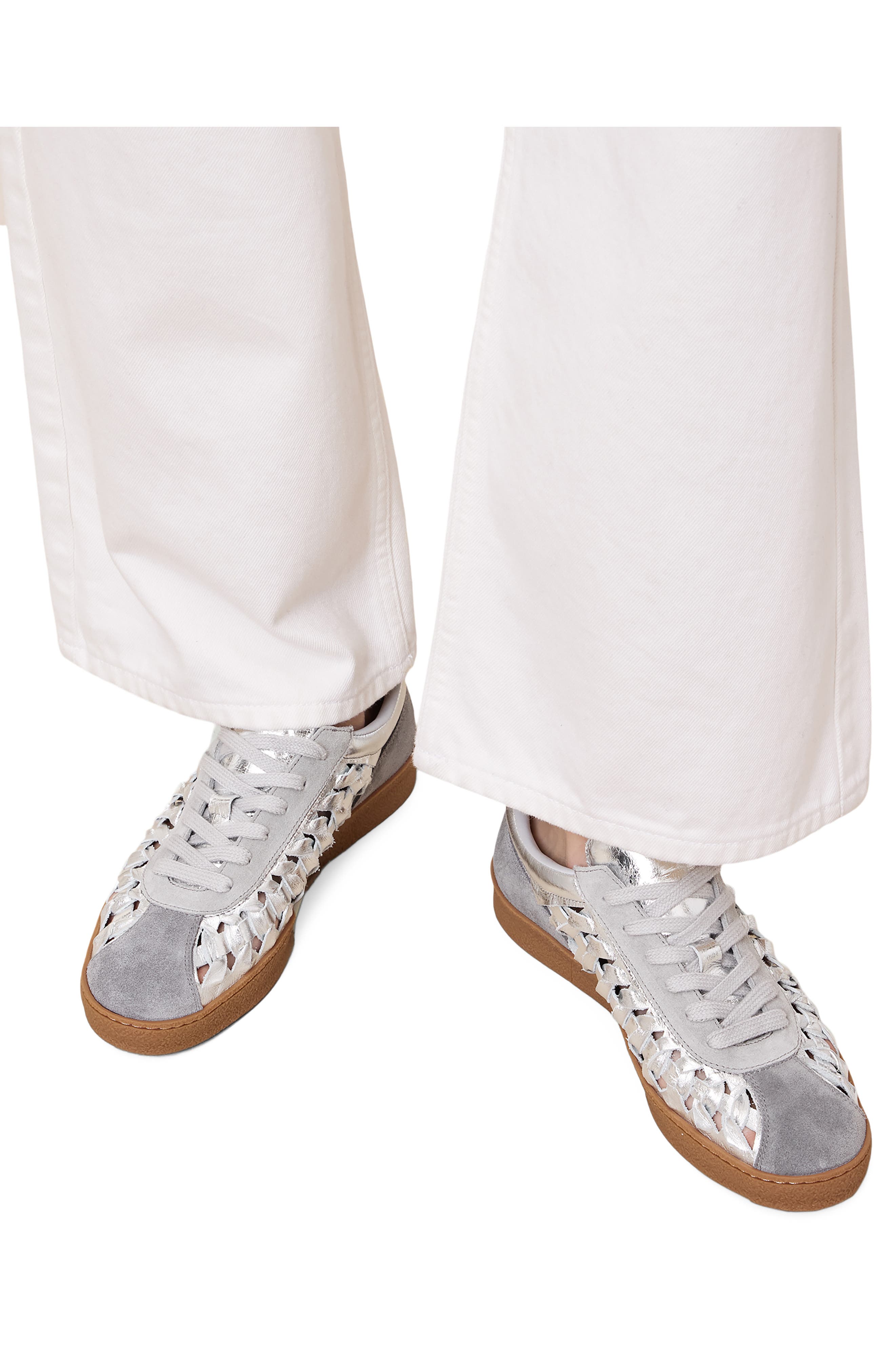 AllSaints Velma Woven Sneaker, Alternate, color, Silver/ Grey