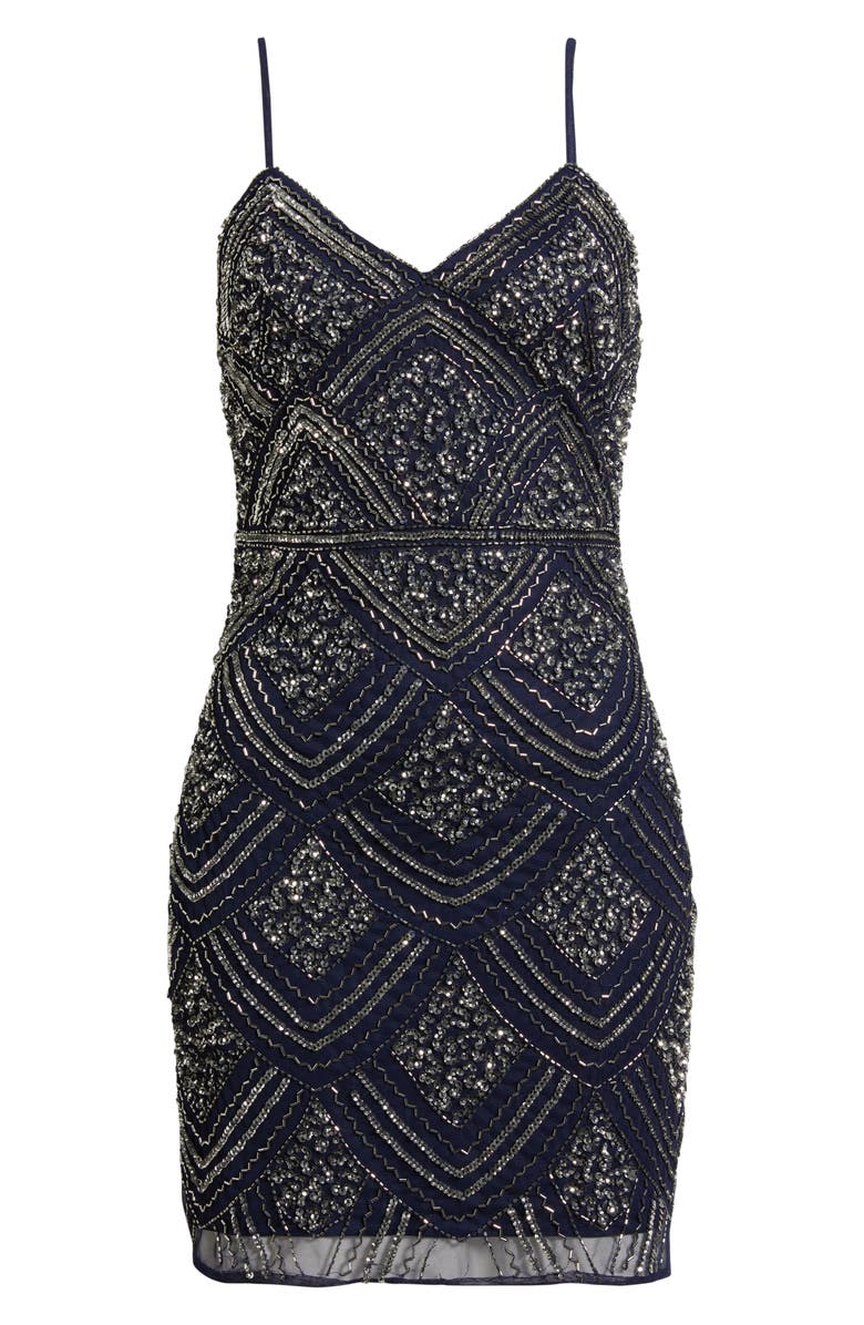 Jump Apparel Beaded Minidress, Alternate, color, Navy/ Silver