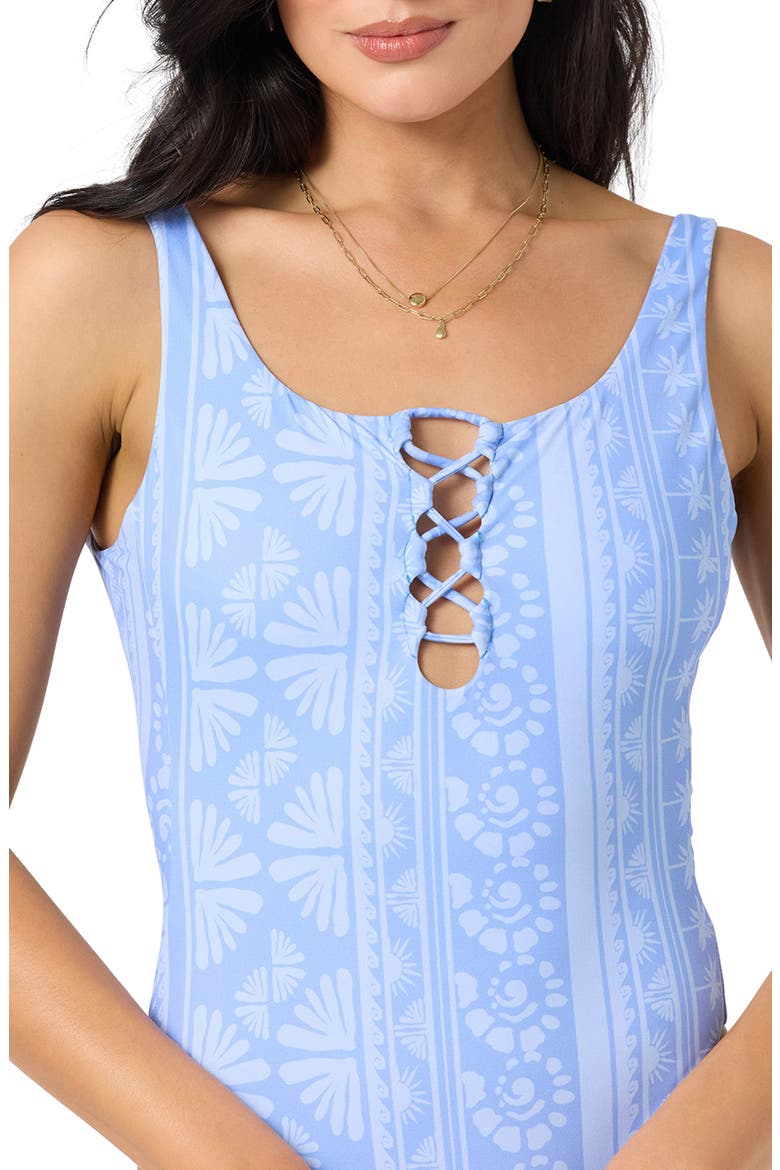 Surf Abstract Hillrose One-Piece Swimsuit, Alternate, color, AZURINE