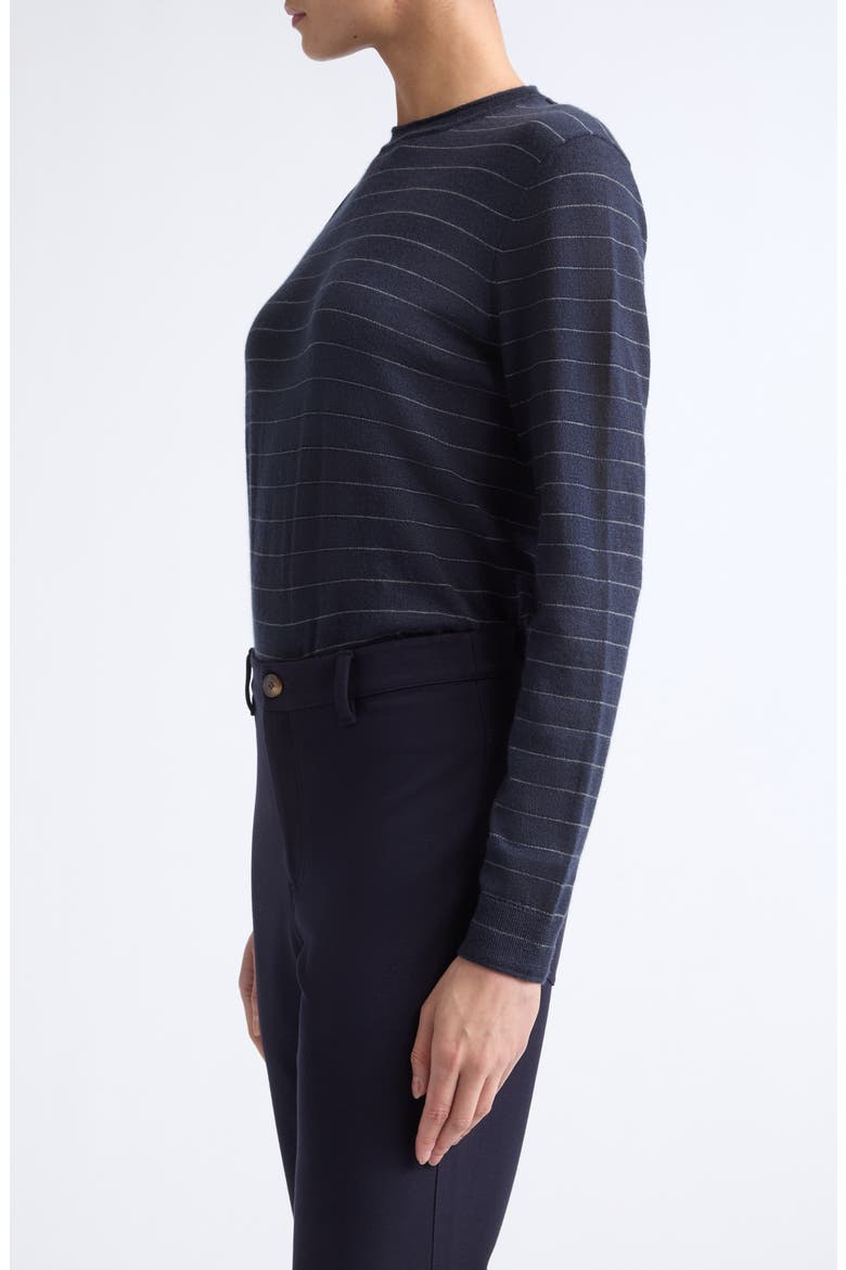 Striped Cashmere Crewneck Sweater, Alternate, color, INK MULTI