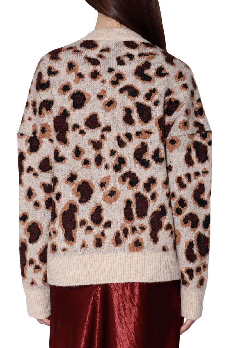 Walter Baker Abigail Button Front Cardigan, Alternate, color, Leopard Knit