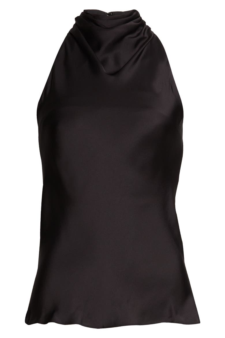 Jadis Cowl Neck Satin Tank, Alternate, color, BLACK