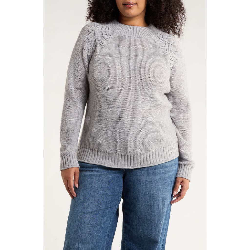 Wit & Wisdom Soutache Mock Neck Sweater In Gray