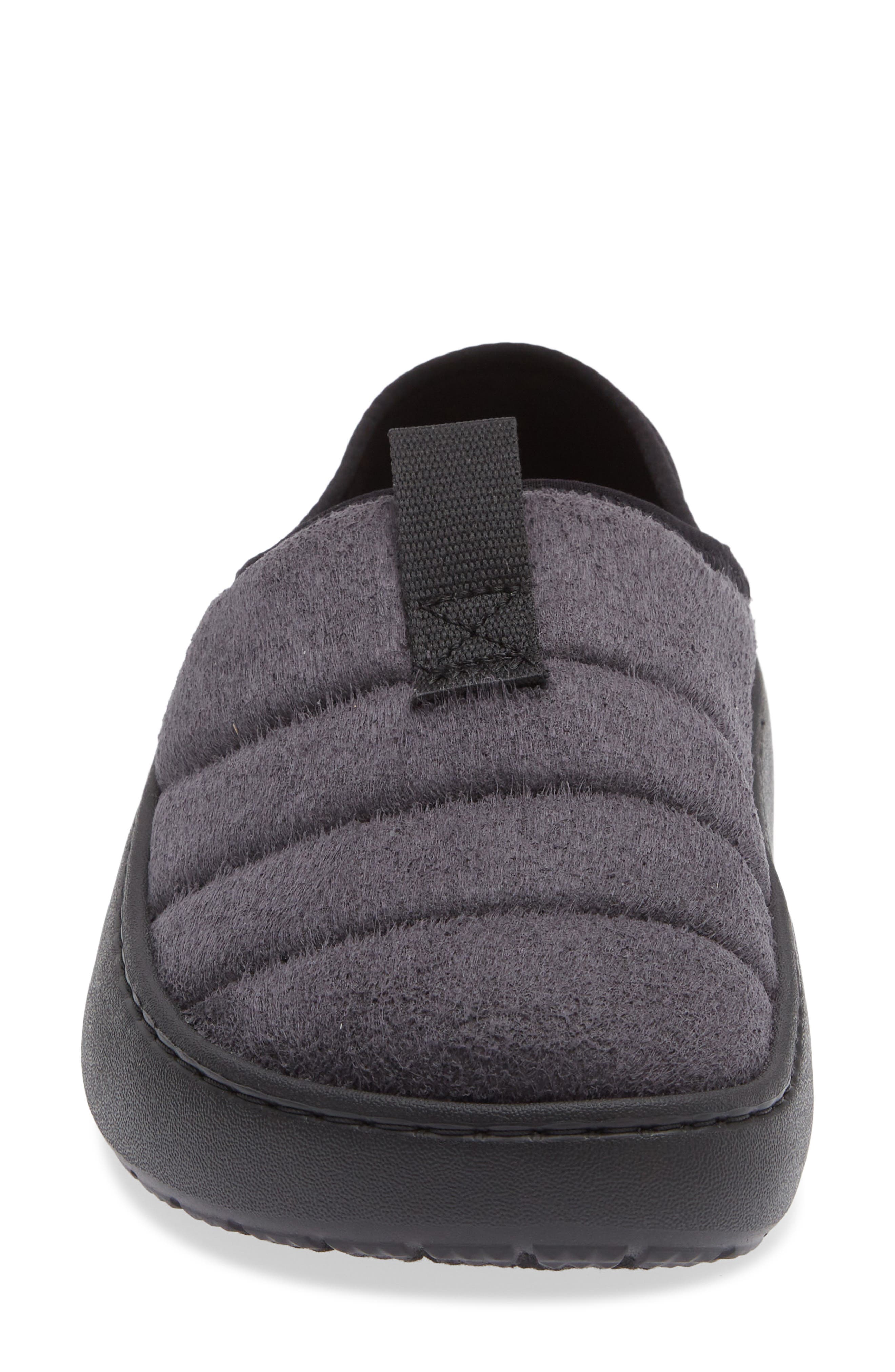 Classic Vegan Suede Quilted Clog, Alternate, color, BLACK