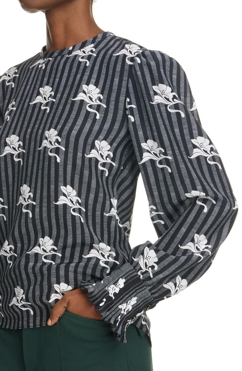 Chloé Ruffle Cuff Silk Blouse, Alternate, color,