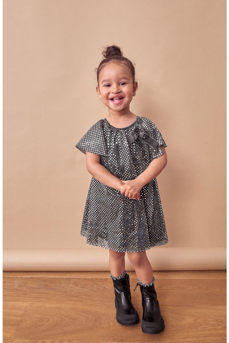 Kids' Sequin Party Dress, Alternate, color, BLACK