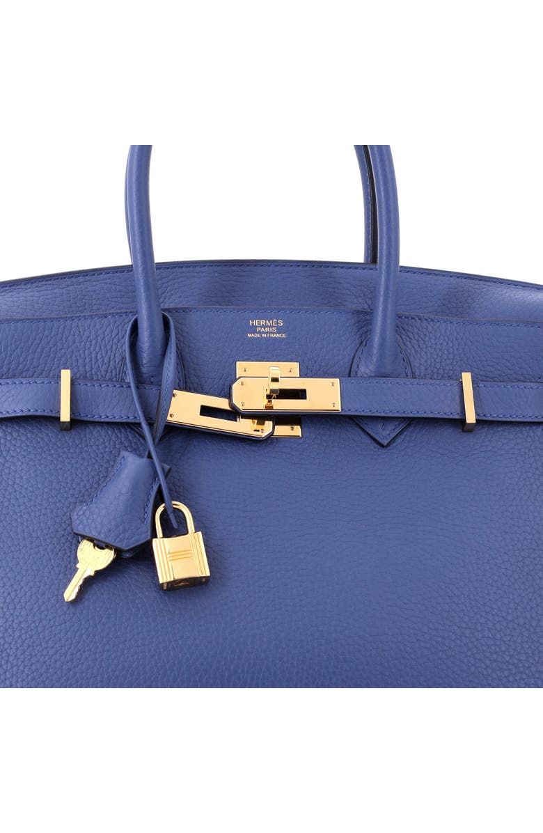 Pre-Owned Hermes Birkin Handbag Blue Clemence with Gold Hardware 30, Alternate, color, Bleu Agate