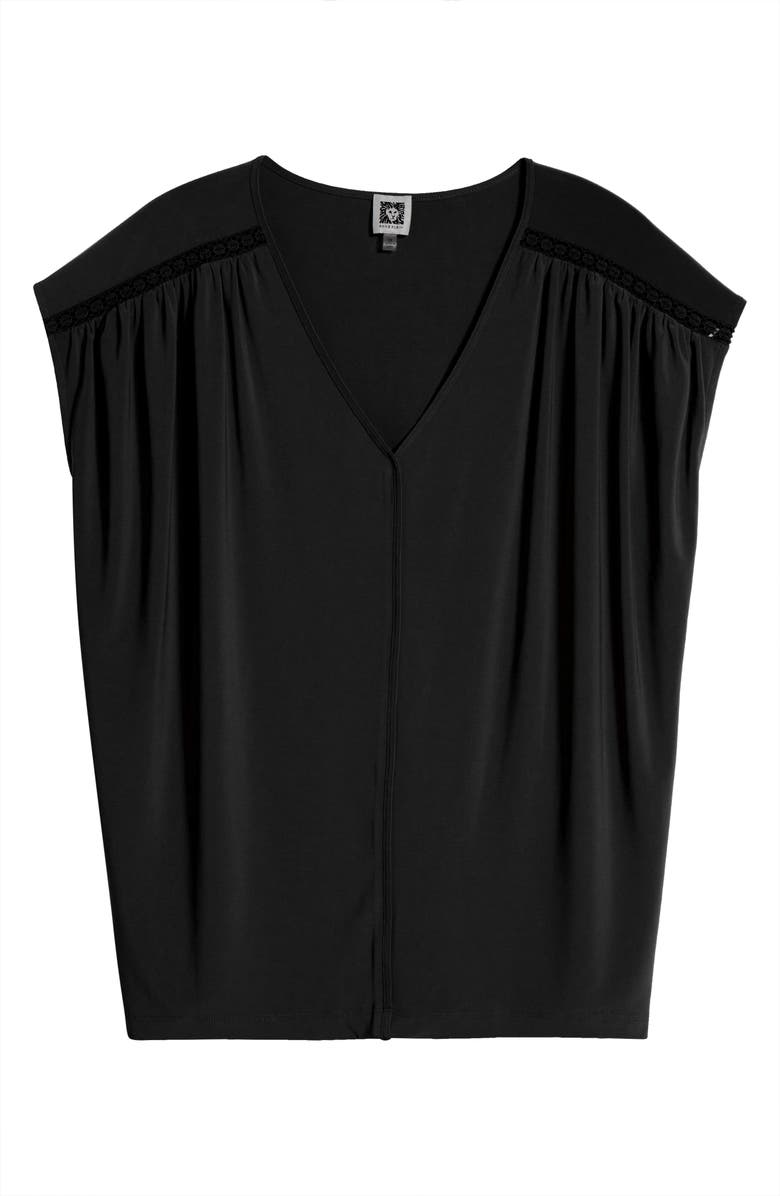 Anne Klein Lace Inset V-Neck Top, Alternate, color, 