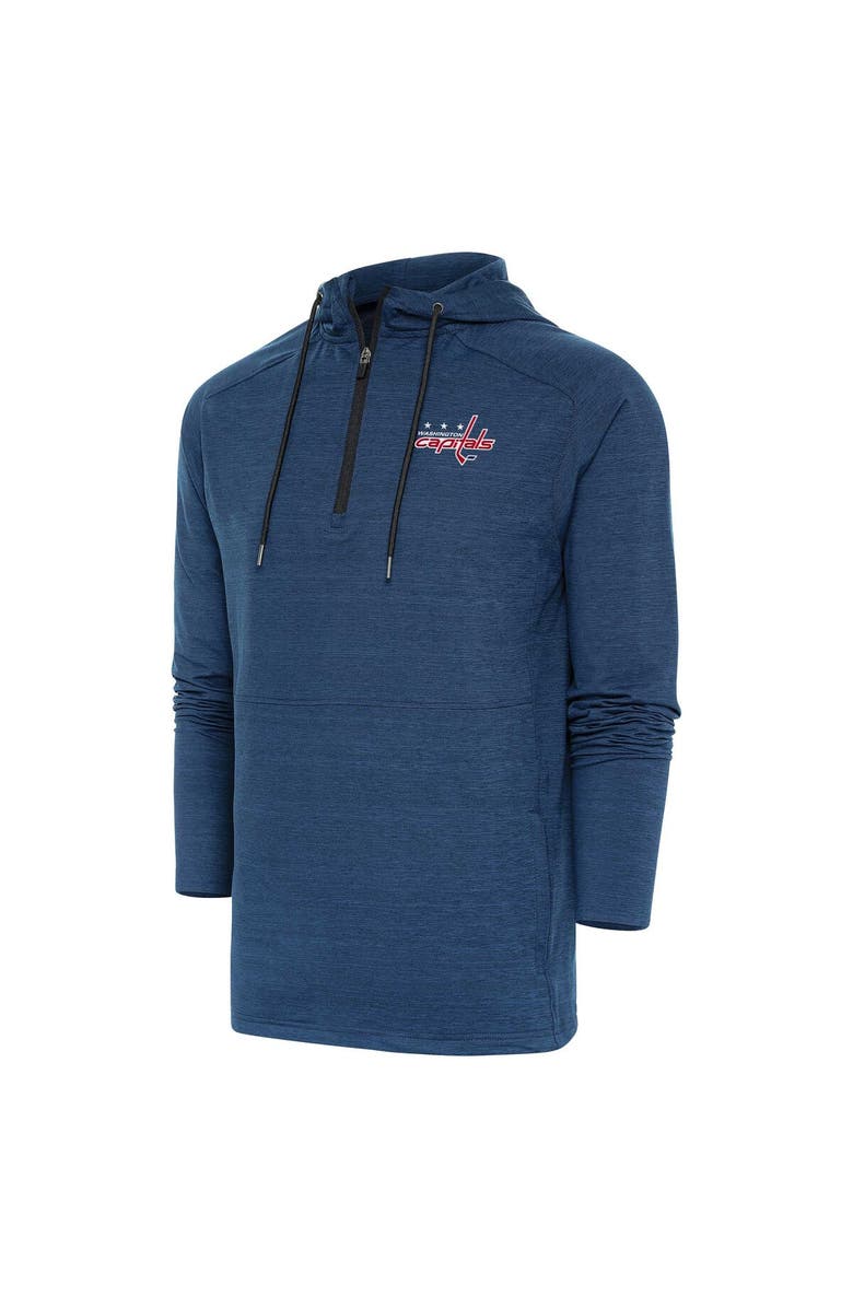 ANTIGUA Men's Antigua Heather Navy Washington Capitals Spikes Raglan Quarter-Zip Hoodie, Alternate, color, Navy