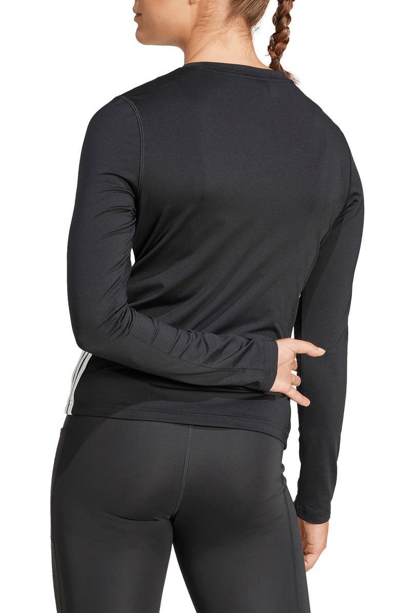 adidas Essentials Long Sleeve 3-Stripes Workout Top, Alternate, color,