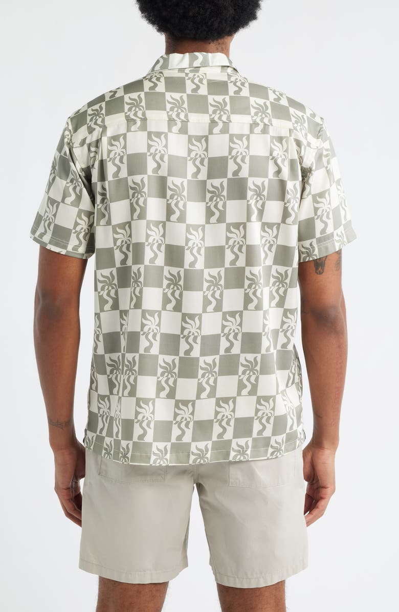 Boardies Print Short Sleeve Button-Up Camp Shirt, Alternate, color, Olive/ Cream