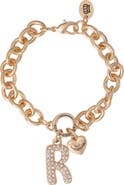 Juicy Couture Pavé Initial Charm Bracelet, 7.5'' Gold Tone Link