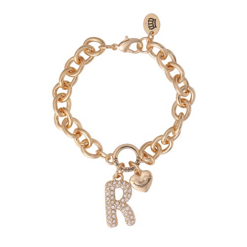 Juicy Couture Pavé Initial Charm Bracelet, 7.5'' Gold Tone Link