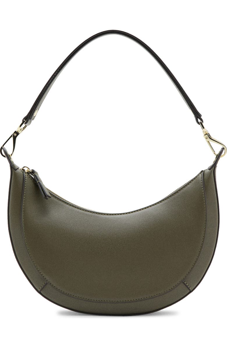 MANGO Oval Faux Leather Shoulder Bag, Main, color, Khaki Green