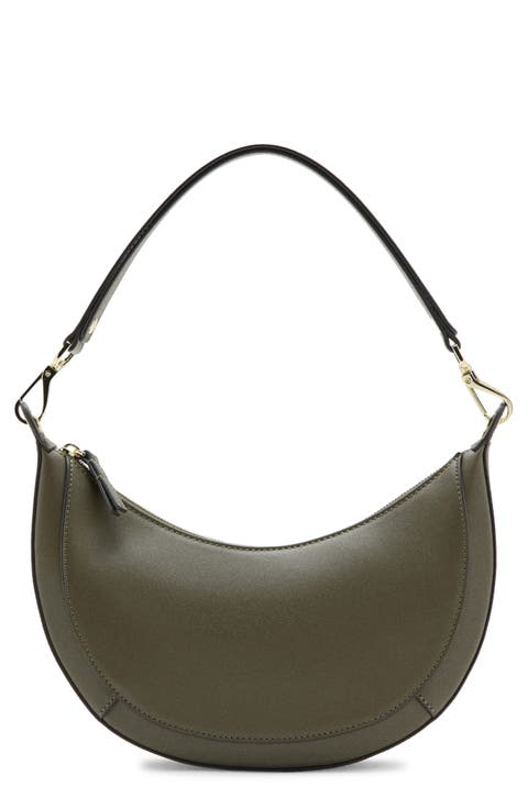 Oval Faux Leather Shoulder Bag