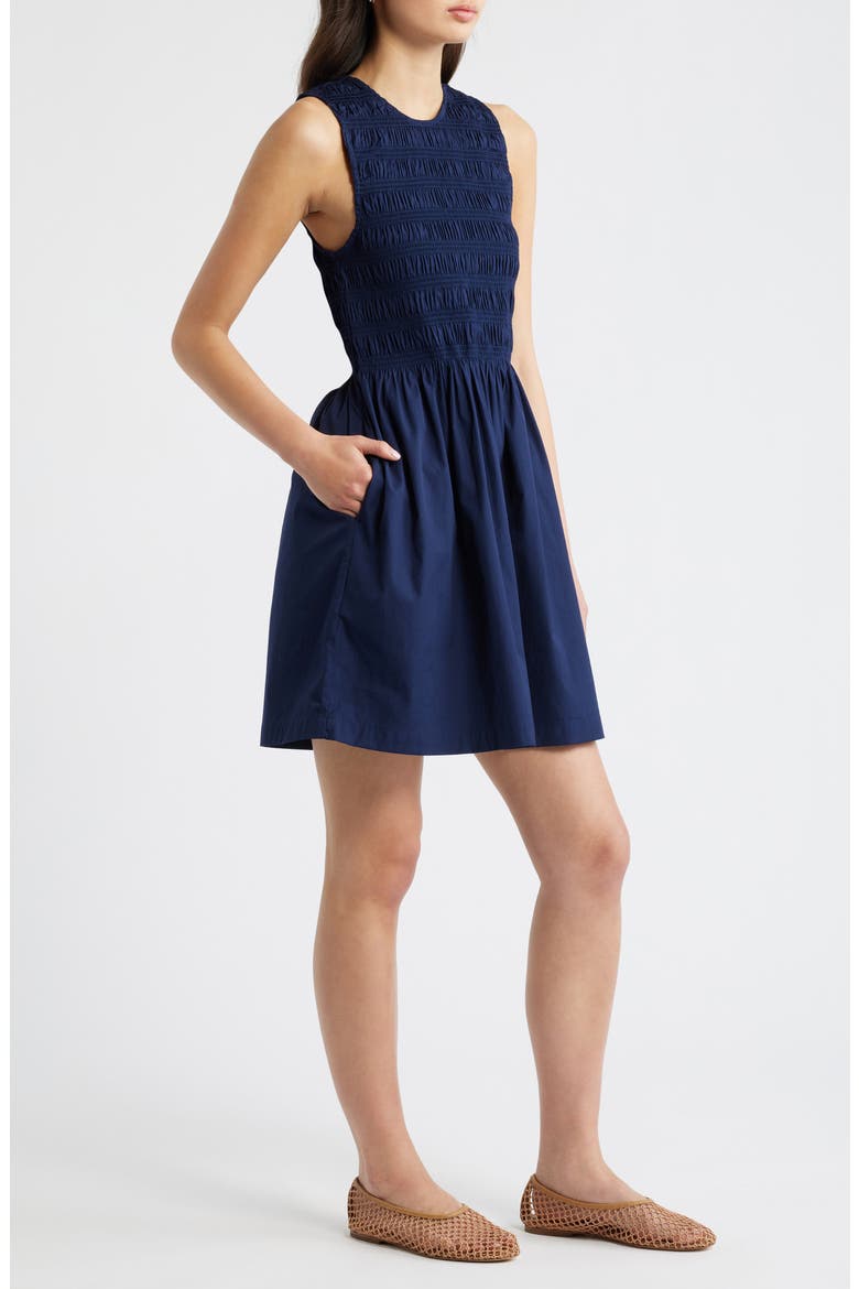 The Melody Smocked Minidress, Alternate, color, MIDNIGHT NAVY